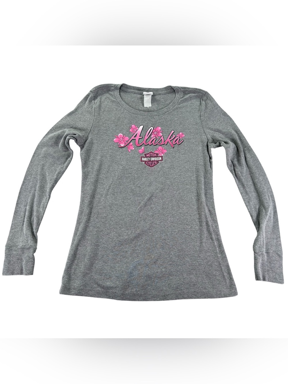 Harley-Davidson Alaska Fireweed Floral Long Sleeve Tee Women’s S Skagway Moto